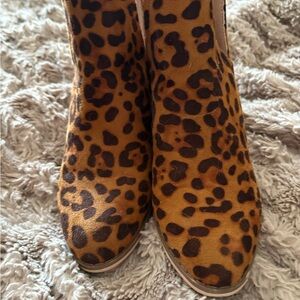 Brown and Black Ankle Boots with Chunky Heel